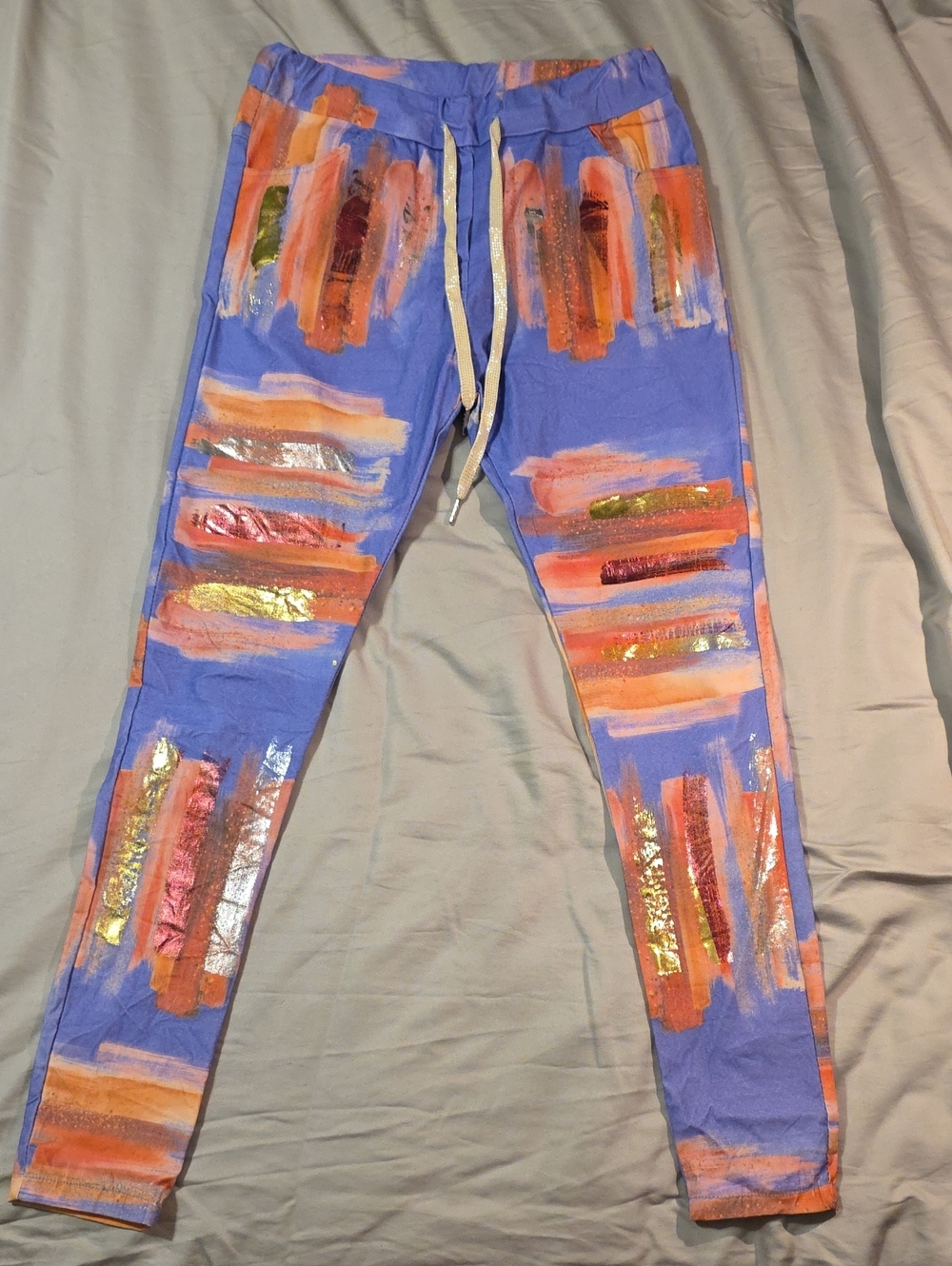 Bella Amore Italy Wanderlust Painted Pants / Sz Sml-Med / Front & Back Pockets